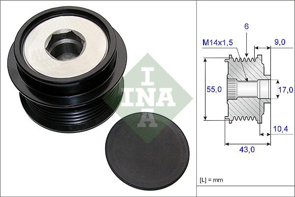 INA 535 0208 10 - Polea, alternador parts5.com