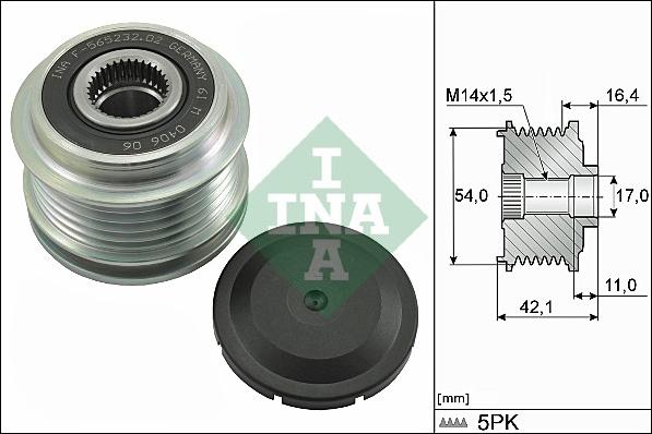 INA 535 0286 10 - Szíjtárcsa, generátor parts5.com