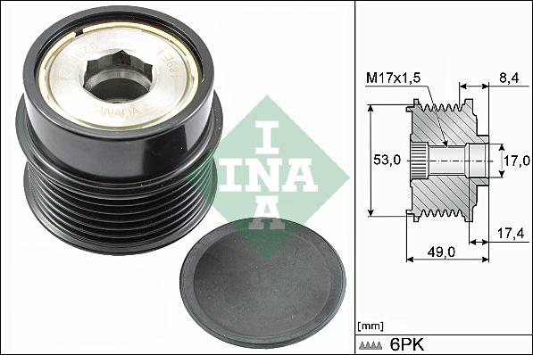 INA 535 0281 10 - Polea, alternador parts5.com