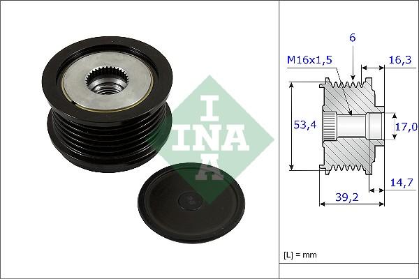 INA 535 0236 10 - Pulley, alternator, freewheel clutch parts5.com