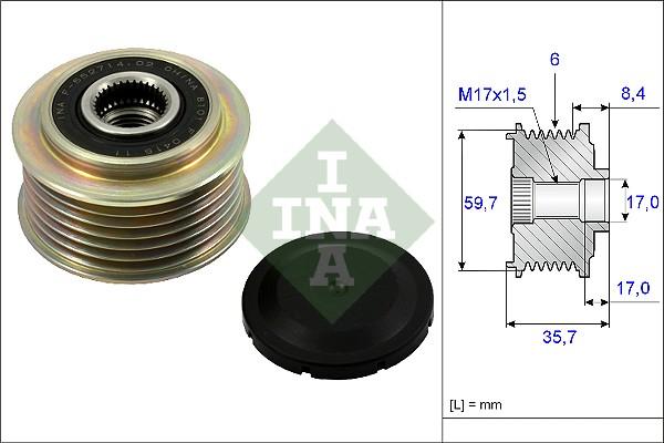 INA 535 0225 10 - Polea, alternador parts5.com