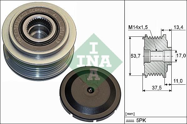 INA 535 0278 10 - Polea, alternador parts5.com