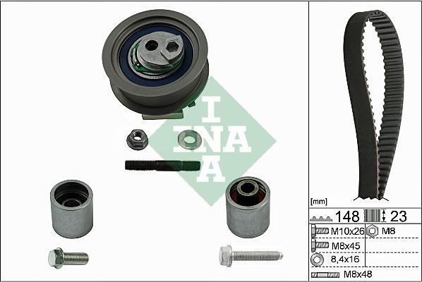 INA 530 0445 10 - Komplet (kit) zobatega jermena parts5.com