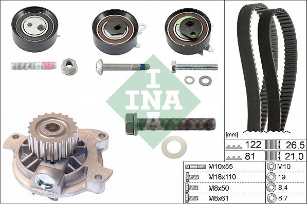 INA 530 0484 30 - Pumpa za vodu + komplet zupčastog kaiša parts5.com