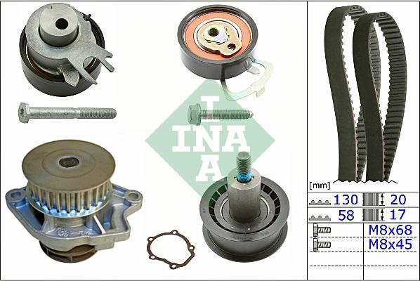 INA 530 0538 30 - Bomba de agua + kit correa distribución parts5.com