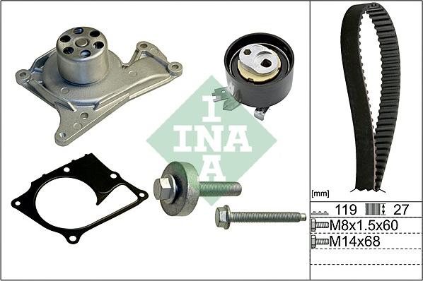 INA 530 0607 30 - Vízpumpa + fogasszíj készlet parts5.com