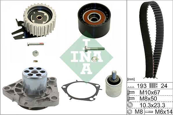 INA 530 0619 30 - Bomba de agua + kit correa distribución parts5.com