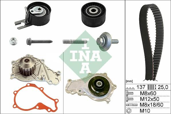 INA 530 0375 30 - Водяной насос + комплект зубчатого ремня parts5.com