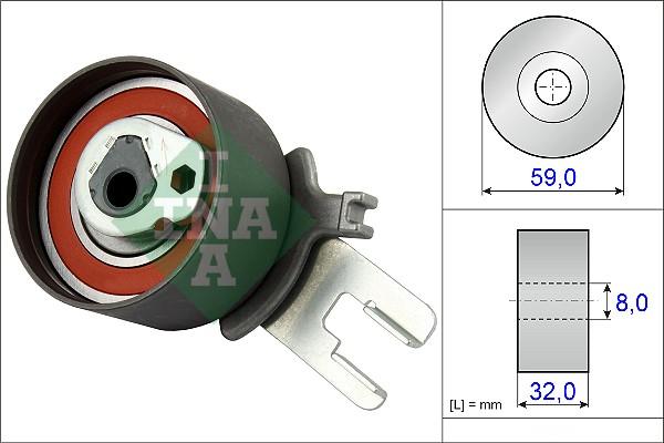 INA 531 0859 10 - Napenjalni valj, zobati jermen parts5.com