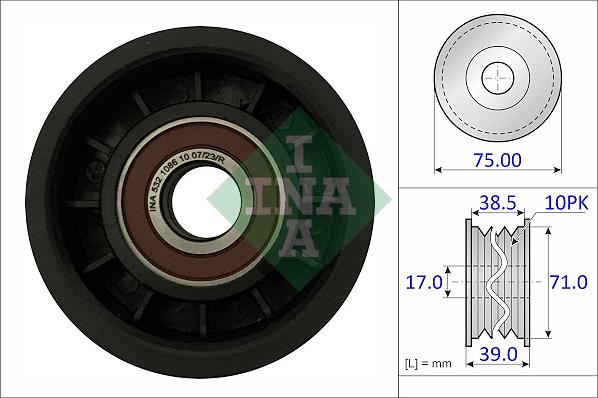 INA 532 1086 10 - Szíjtárcsa / vezetőgörgő, hosszbordás szíj parts5.com