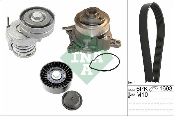 INA 529 0534 30 - Pumpa za vodu + komplet klinastog rebrastog remena parts5.com