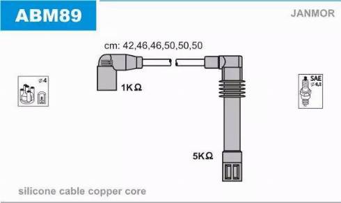 Janmor ABM89 - Juego de cables de encendido parts5.com