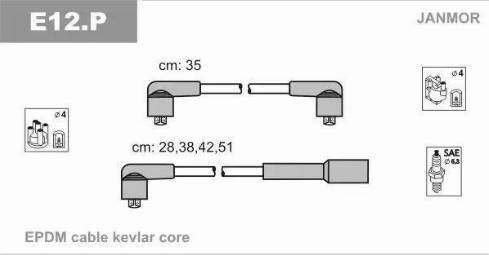 Janmor E12.P - Комплект проводов зажигания parts5.com