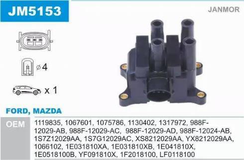 Janmor JM5153 - Ignition Coil parts5.com