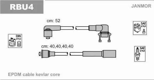 Janmor RBU4 - Комплект проводов зажигания parts5.com