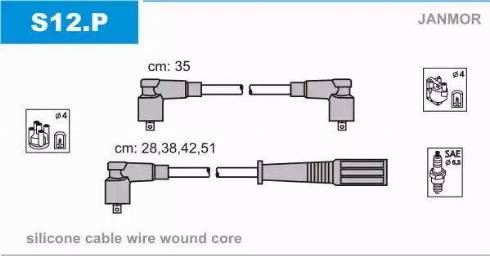 Janmor S12.P - Комплект проводов зажигания parts5.com