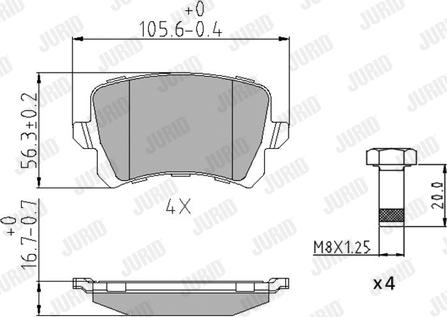 Jurid 573667J - Sada brzdových destiček, kotoučová brzda parts5.com