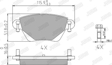 Jurid 573012J - Тормозные колодки, дисковые, комплект parts5.com