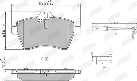 Jurid 573265J - Sada brzdových platničiek kotúčovej brzdy parts5.com