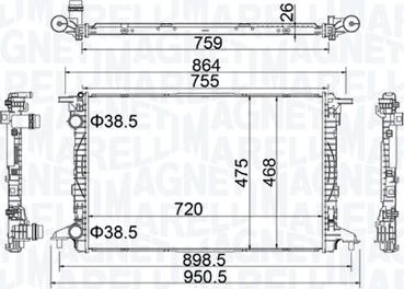 Magneti Marelli 350213208900 - Radiador, refrigeración del motor parts5.com