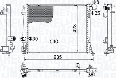 Magneti Marelli 350213207400 - Радиатор, охлаждение двигателя parts5.com