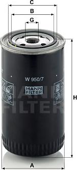Mann-Filter W 950/7 - Filtro de aceite parts5.com
