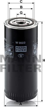 Mann-Filter W 962/2 - Oljni filter parts5.com