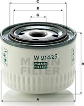 Mann-Filter W 914/25 - Hydrauliikkasuodatin, automaattivaihteisto parts5.com