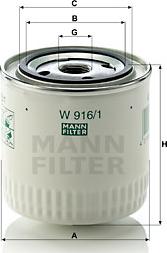 Mann-Filter W 916/1 - Маслен филтър parts5.com