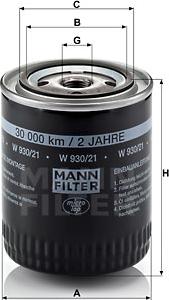 Mann-Filter W 930/21 - Filtro de aceite parts5.com