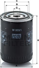 Mann-Filter W 933/1 - Filtre à huile parts5.com