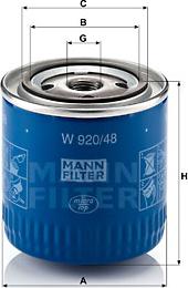 Mann-Filter W 920/48 - Filtre à huile parts5.com