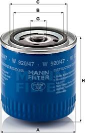 Mann-Filter W 920/47 - Filtr oleju parts5.com