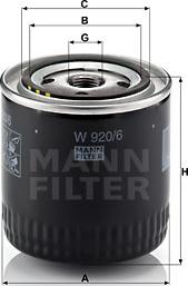 Mann-Filter W 920/6 - Õlifilter parts5.com