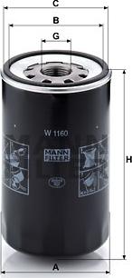 Mann-Filter W 1160 - Filtro de aceite parts5.com