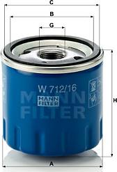 Mann-Filter W 712/16 - Filtro de aceite parts5.com