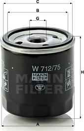 Mann-Filter W 712/75 - Yağ filtresi parts5.com