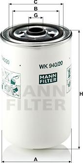 Mann-Filter WK 940/20 - Топливный фильтр parts5.com