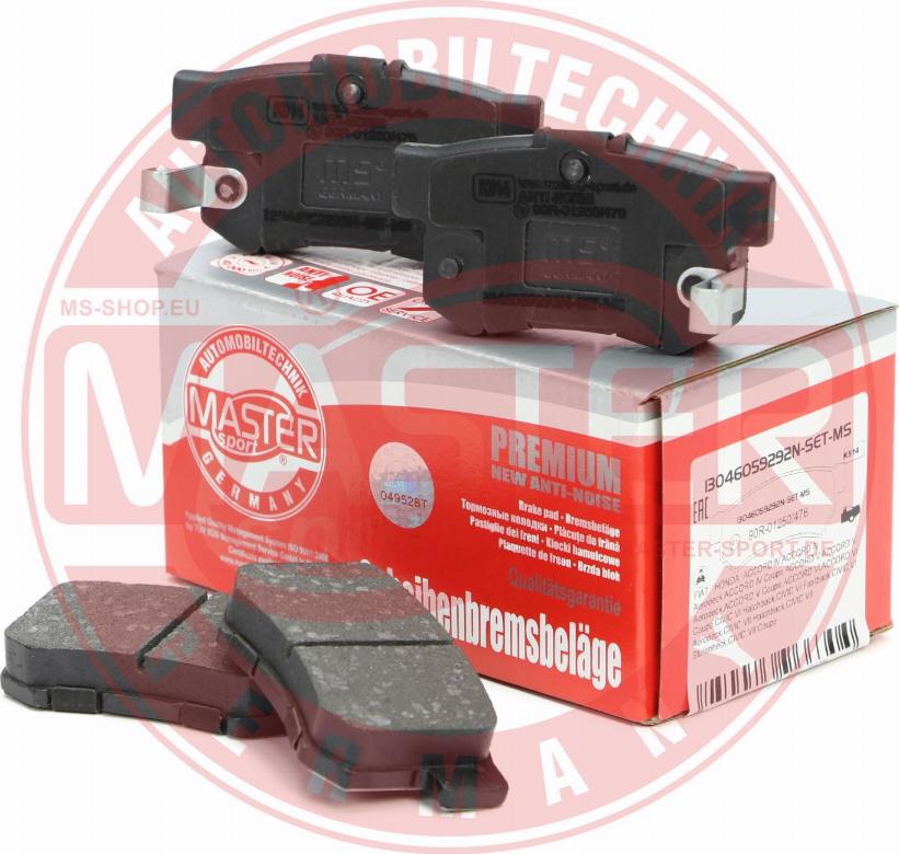 MASTER-SPORT GERMANY 13046059292N-SET-MS - Set placute frana,frana disc parts5.com