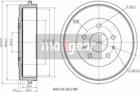 Maxgear 19-3205 - Тормозной барабан parts5.com