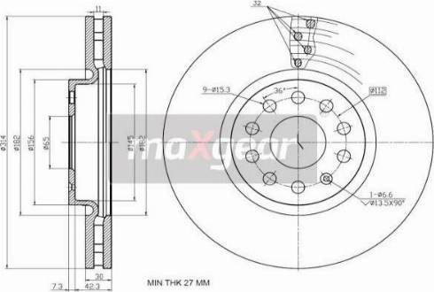 Maxgear 19-3215 - Δισκόπλακα parts5.com