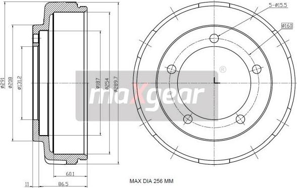 Maxgear 19-2305 - Brzdový buben parts5.com