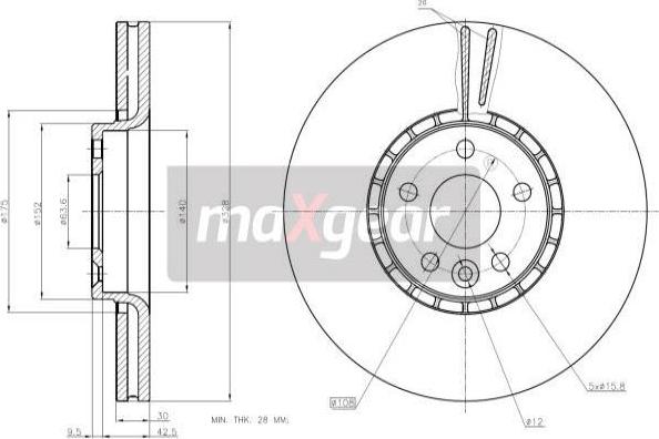 Maxgear 19-2336 - Tarcza hamulcowa parts5.com