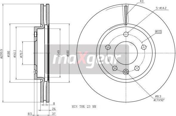 Maxgear 19-2332 - Disco de freno parts5.com