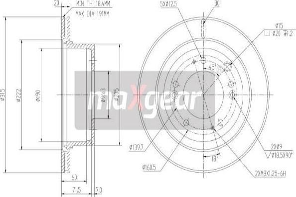 Maxgear 19-2372 - Disco de freno parts5.com