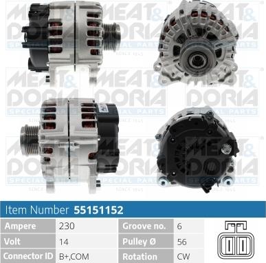 Meat & Doria 55151152 - Alternatör parts5.com