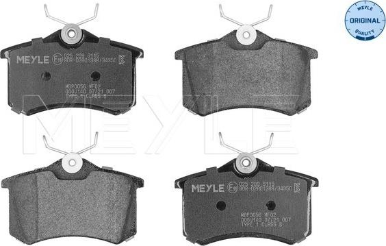 Meyle 025 209 6115 - Set placute frana,frana disc parts5.com