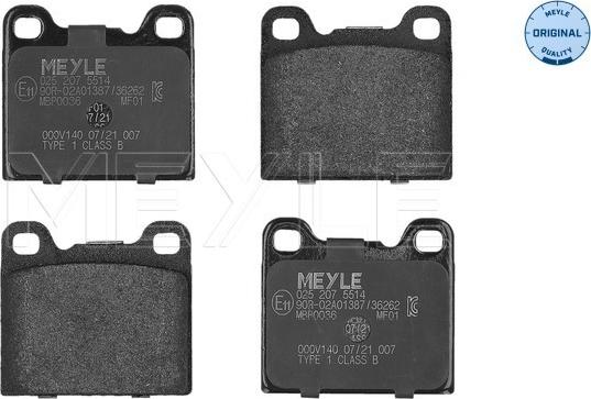 Meyle 025 207 5514 - Kit de plaquettes de frein, frein à disque parts5.com