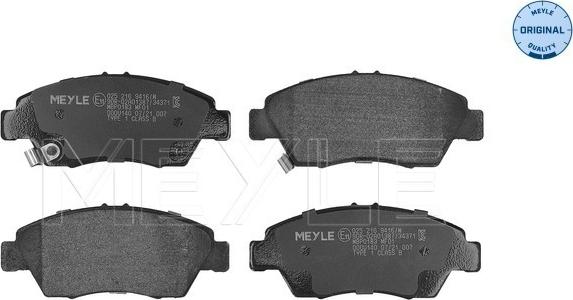 Meyle 025 216 9416/W - Fékbetétkészlet, tárcsafék parts5.com