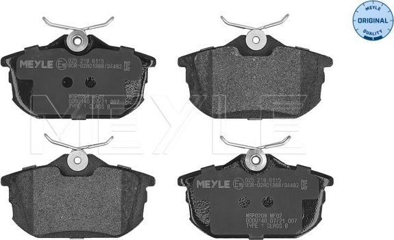 Meyle 025 218 6115 - Komplet zavornih oblog, ploscne (kolutne) zavore parts5.com